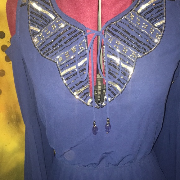 Boston Proper Cold Shoulder Bell Sleeve Dress - Picture 6 of 7